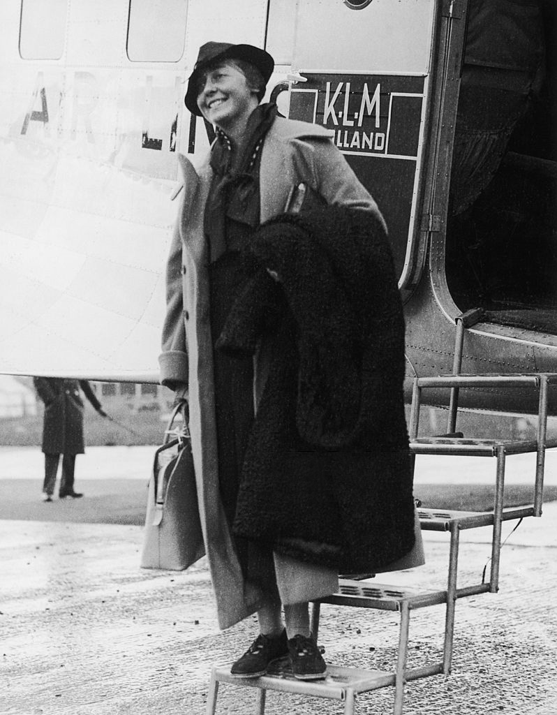 German aviatrix Thea Rasche, passenger on the Uiver DC-2, arriving at Mildenhall 