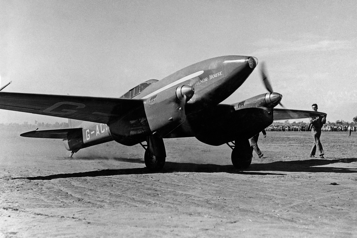  Scott and Campbell Black arrive in their DH.88 'Grosvenor House' at Charleville (State Library QLD) 