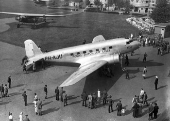  The reassembled KLM DC-2 (PH-AJU) at Waalhaven Airport. It had not been named 'Uiver' at this time 
