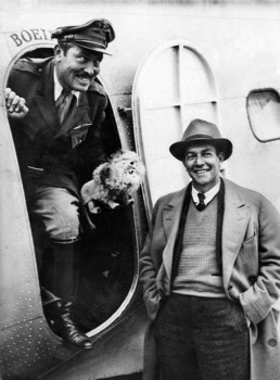  Americans Colonel Roscoe Turner and Clyde Pangborn with their Boeing 247D 