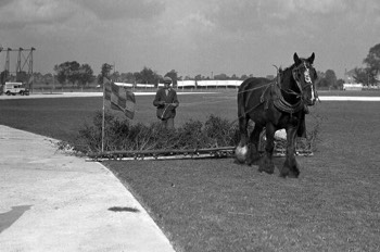  Horse-drawn sweeper at Mildenhall 