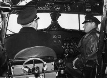 KLM Captain Koene Parmentier and First Officer Jan Moll in the cockpit of the 'Uiver' DC-2 