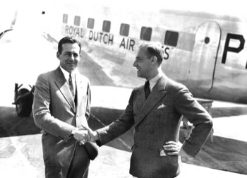  Douglas Aircraft Company President Donald Douglas Wills Jnr and KLM pilot Koene Parmentier, Santa Monica 