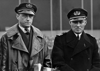  KLM pilots Jan Moll and Koene Parmentier at the welcome ceremony in the Netherlands 