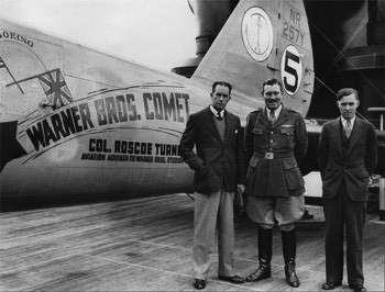  Boeing crew, Clyde Pangborn, Roscoe Turner and Reeder Nichols on the deck of the SS Washington (Martin Nichols collection) 